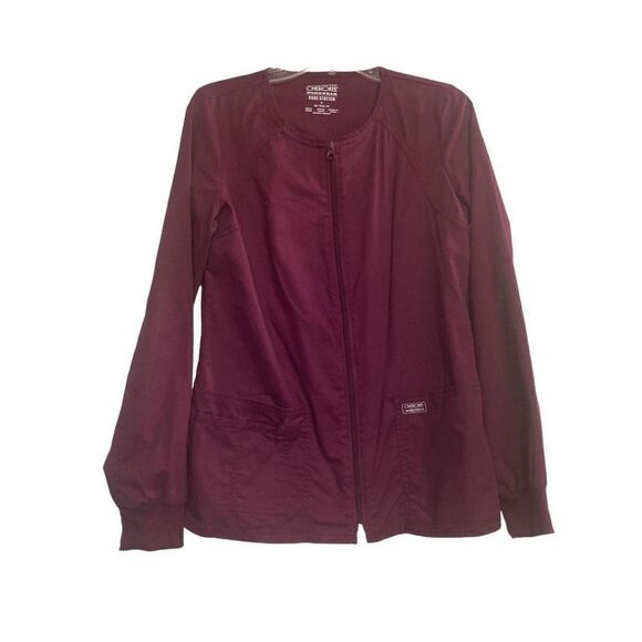 CHEROKEE Women’s Scrub Jacket Size XS Maroon Burgundy Workwear Core Stretch - Picture 1 of 10